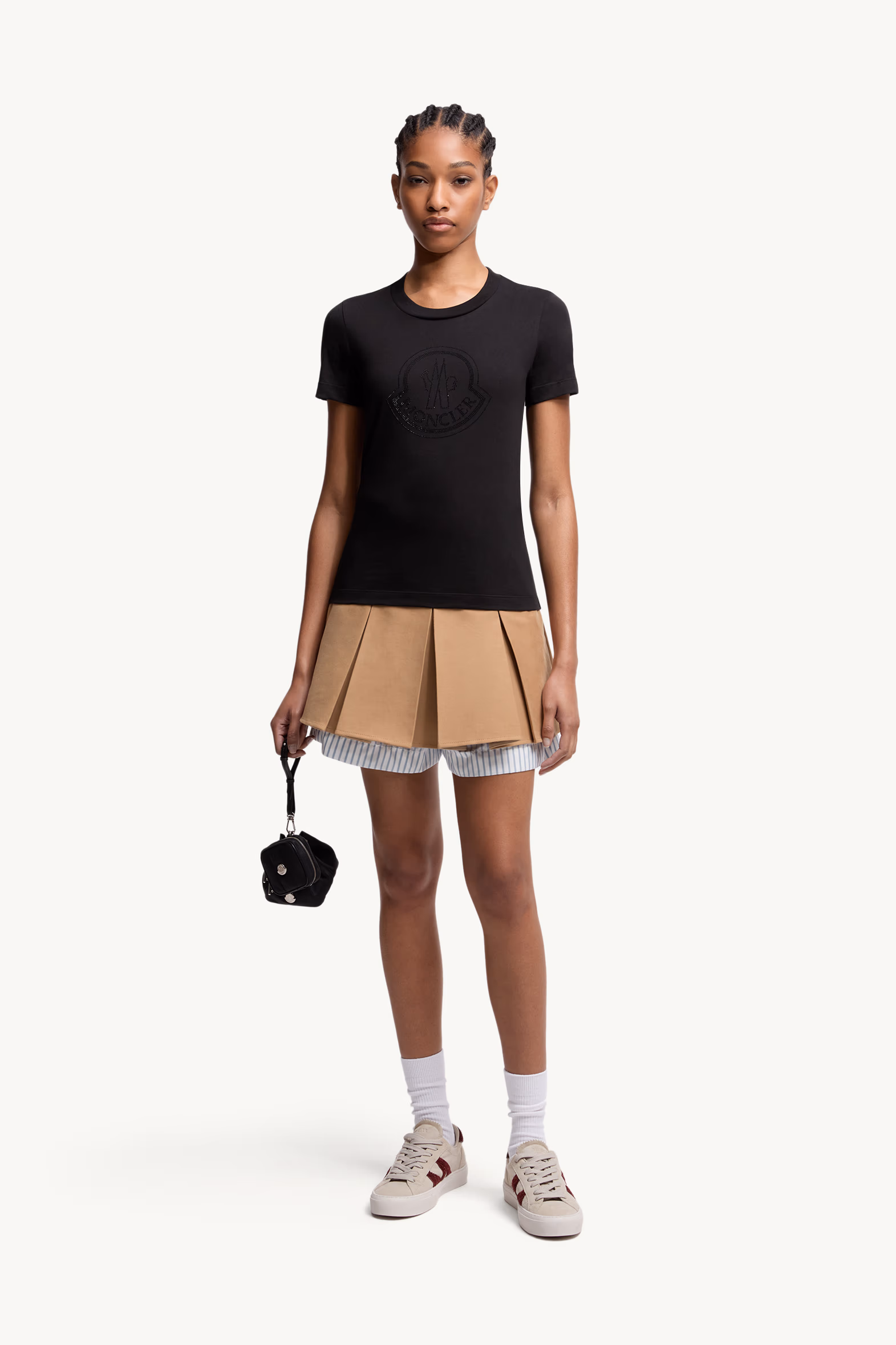 Crystal Logo Cotton T-Shirt Black Moncler 0